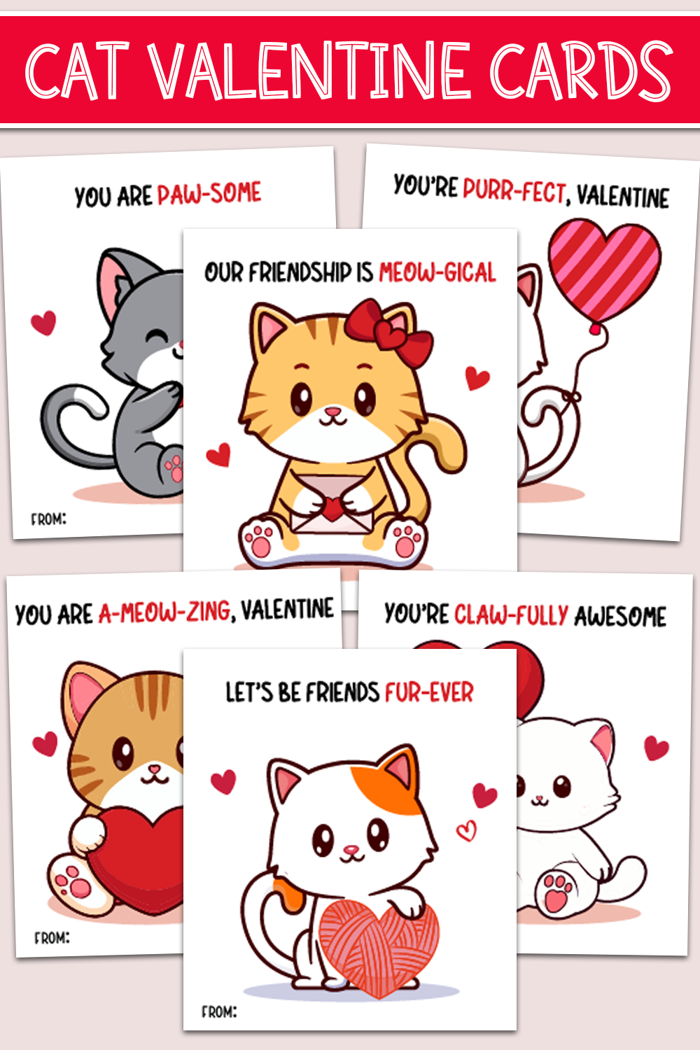 Printable Class Valentine Card Bundle