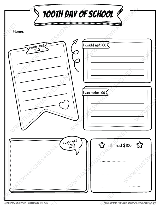 100 Days of School Printable Activity Bundle