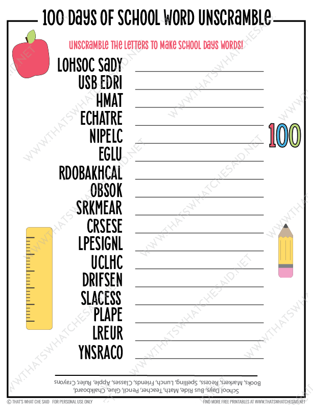 100 Days of School Printable Activity Bundle