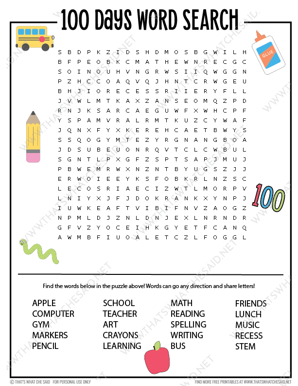 100 Days of School Printable Activity Bundle