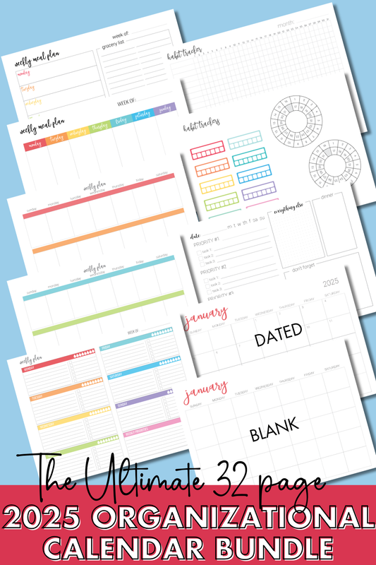 2025 Printable Calendar and Organization Bundle