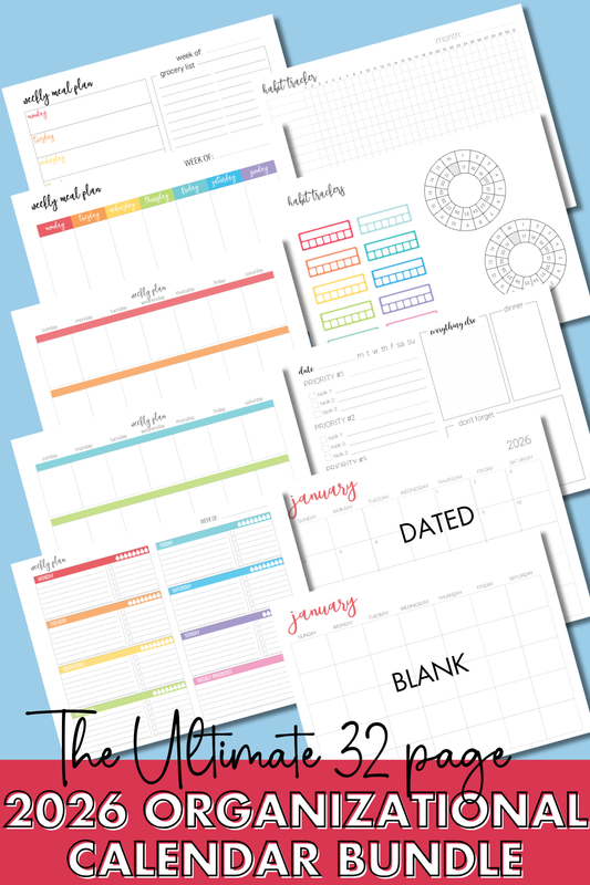2026 Printable Calendar and Organization Bundle