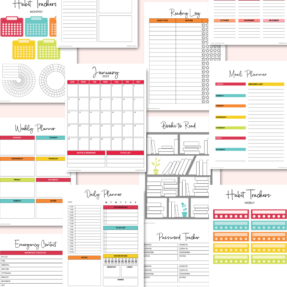 2025 Ultimate Printable Calendar and Organization Bundle