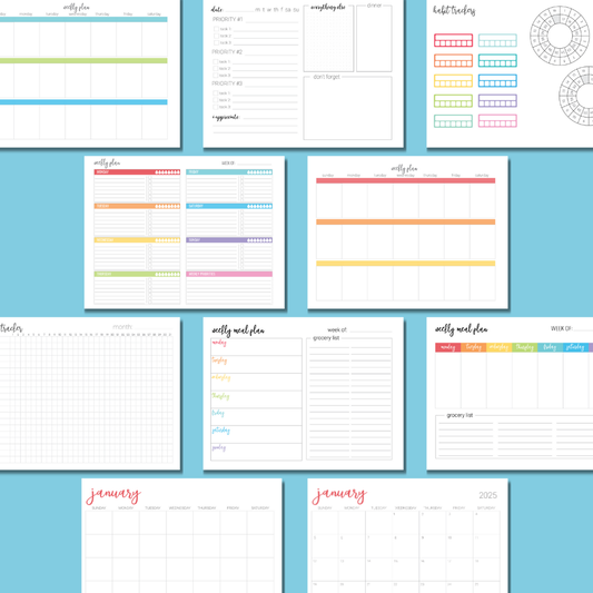 2025 Printable Calendar and Organization Bundle