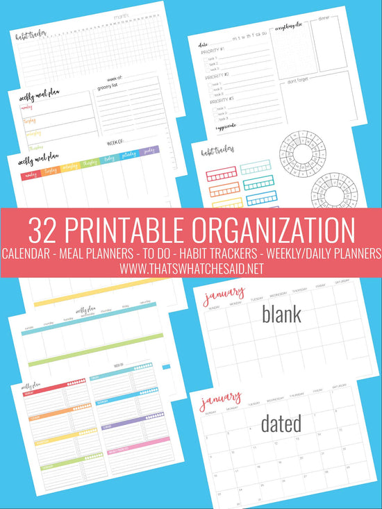 Printable Calendar & Organization Bundle – That's What Che Said