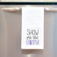 Show Me the Bunny Cut File on a Tea Towel hanging on the Dishwasher